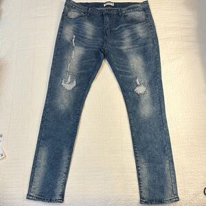 Blue Cult 36 Denim Patch straight Leg Jean Denim EUC